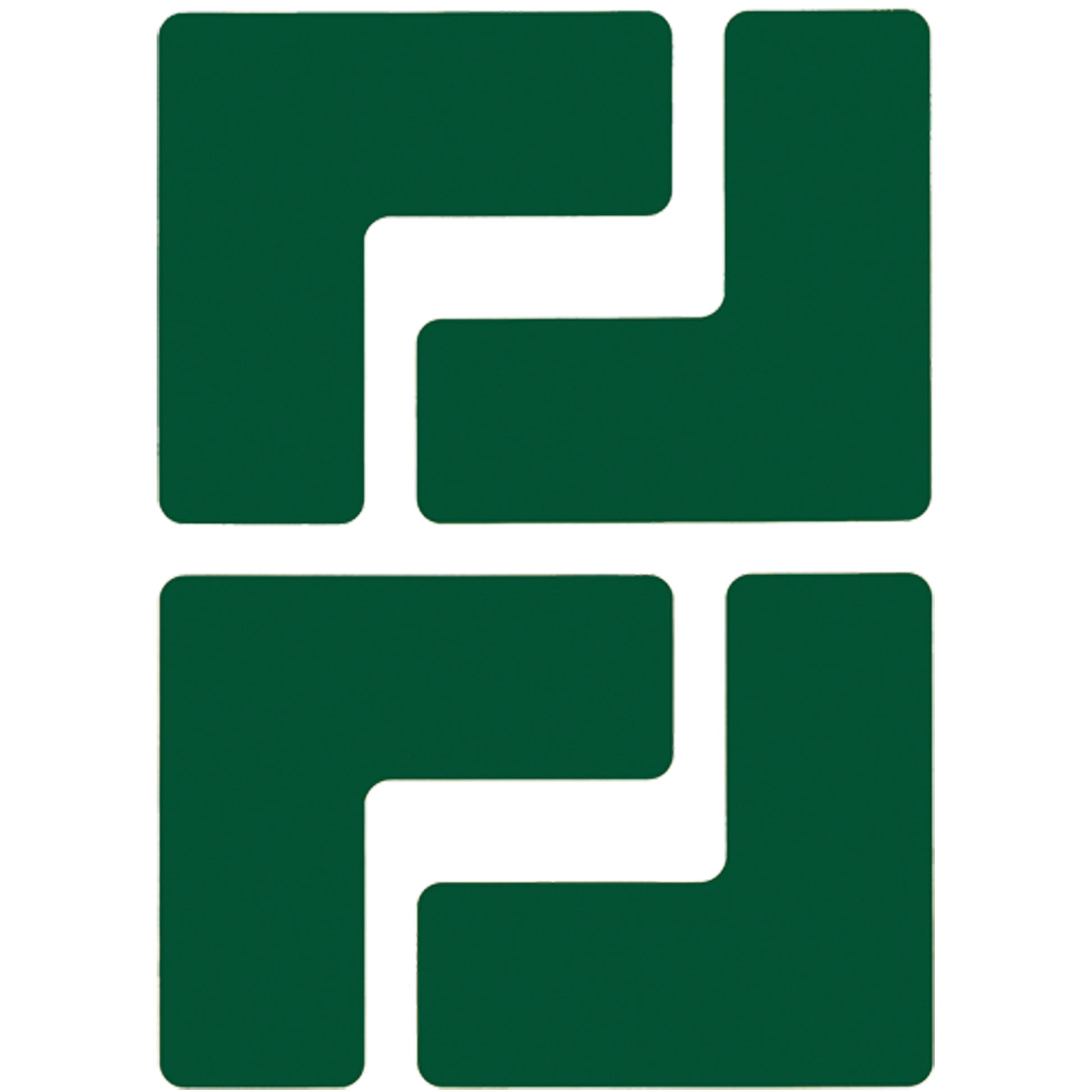 Brady Floor Corner Marks, L, 5" L x 2" W, Green, Polyester