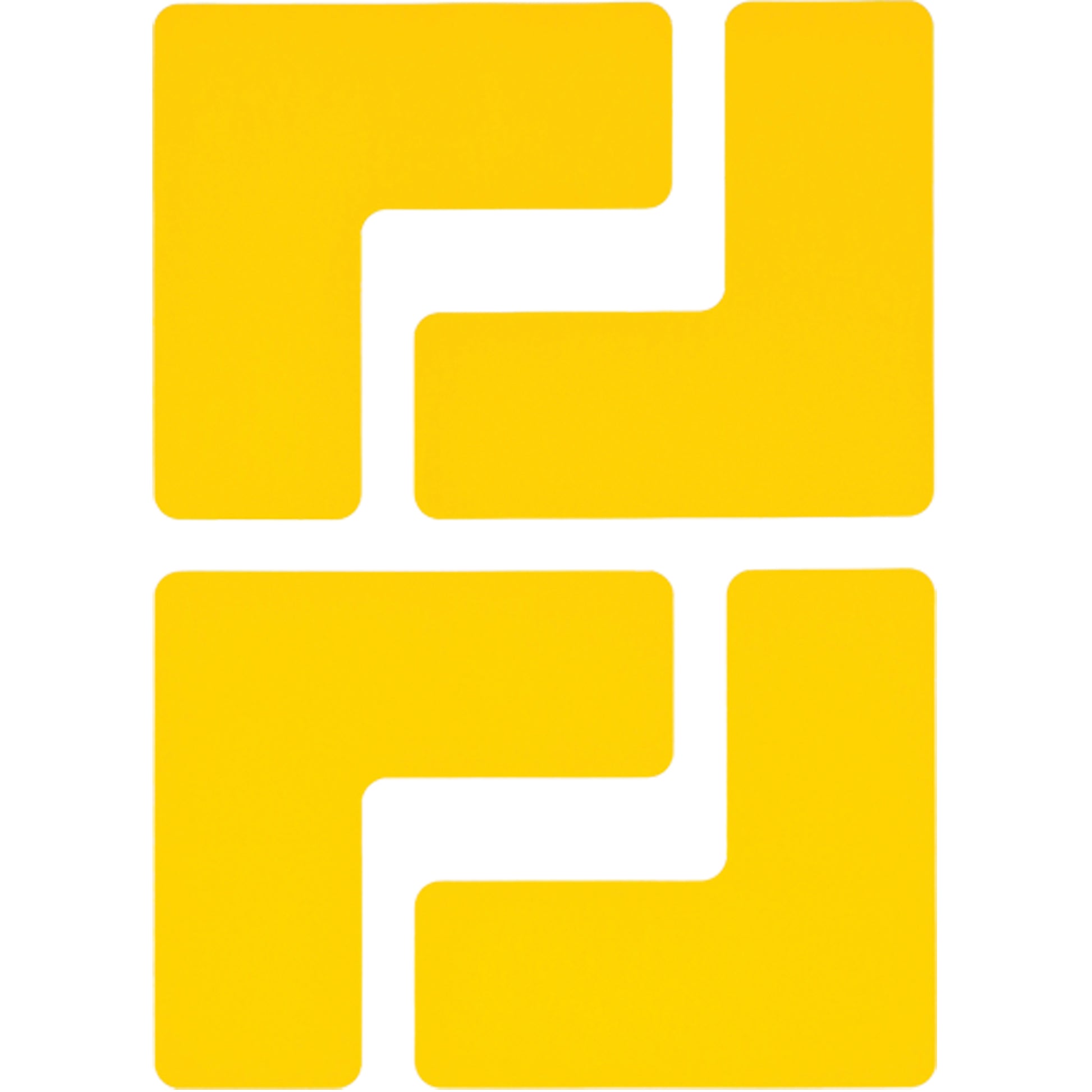 Brady Floor Corner Marks, L, 5" L x 2" W, Yellow, Polyester