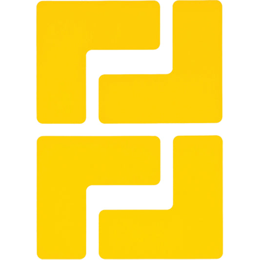 Brady Floor Corner Marks, L, 5" L x 2" W, Yellow, Polyester