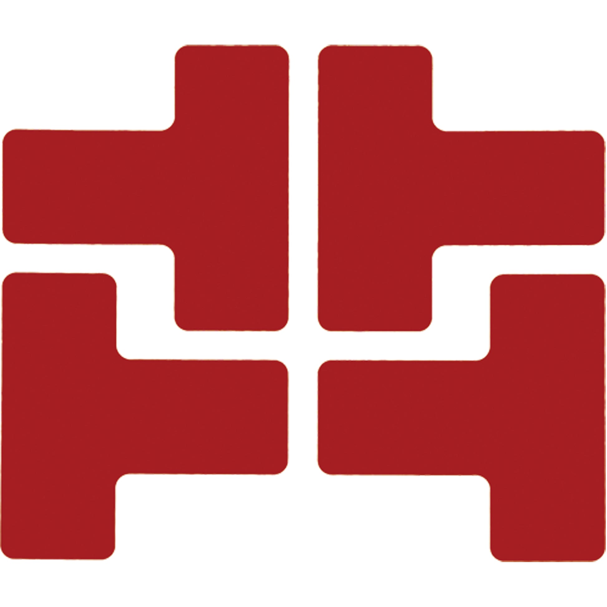 Brady Floor Corner Marks, T, 5" L x 2" W, Red, Polyester