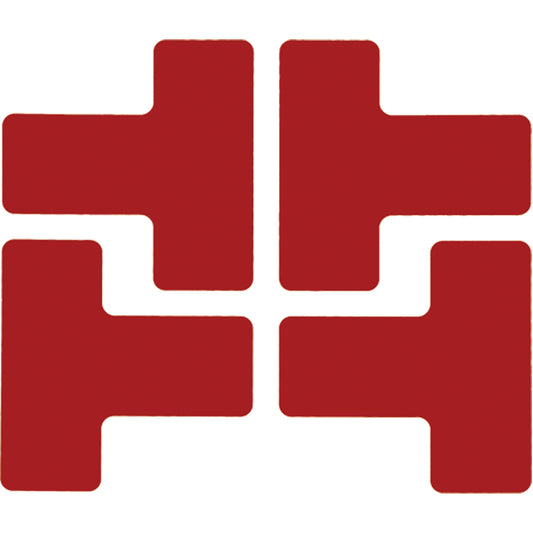 Brady Floor Corner Marks, T, 5" L x 2" W, Red, Polyester
