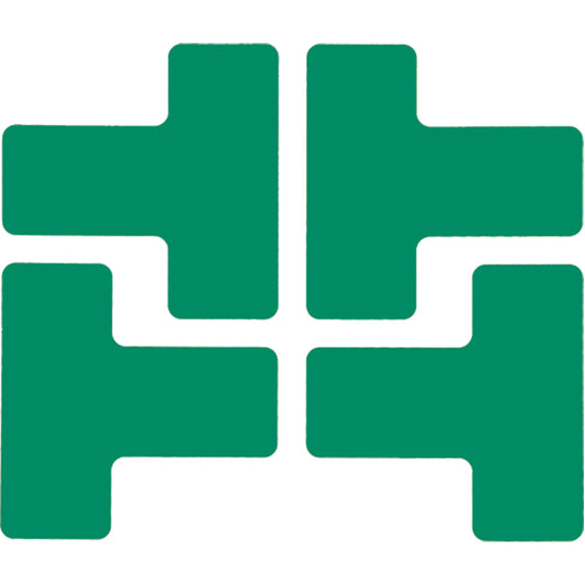Brady Floor Corner Marks, T, 5" L x 2" W, Green, Polyester