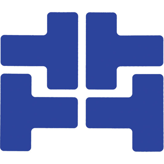 Brady Floor Corner Marks, T, 5" L x 2" W, Blue, Polyester