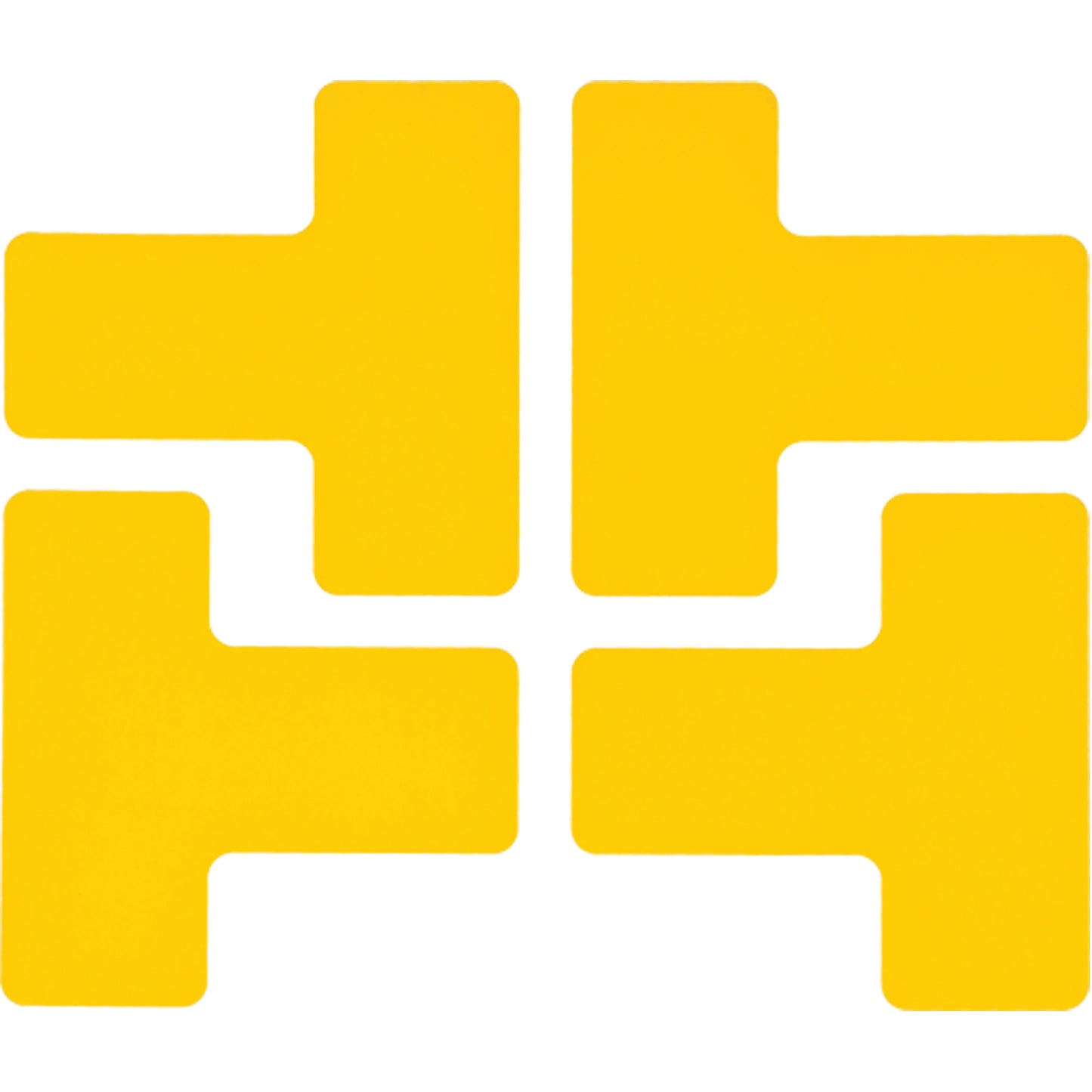 Brady Floor Corner Marks, T, 5" L x 2" W, Yellow, Polyester