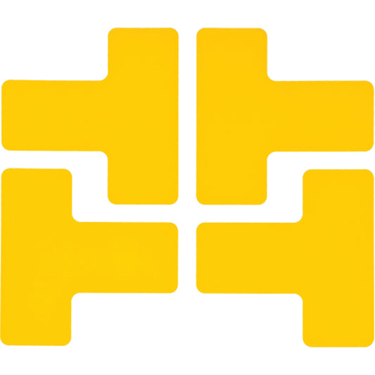 Brady Floor Corner Marks, T, 5" L x 2" W, Yellow, Polyester