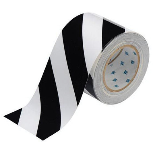 Brady ToughStripe® Floor Marking Tape, 4" x 100', Polyester, Black and White