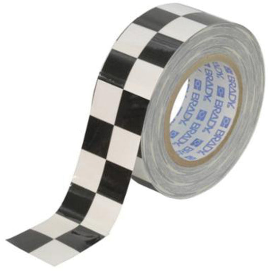 Brady Checkered ToughStripe® Floor Marking Tape, 2" x 100', Polyester, Black and White