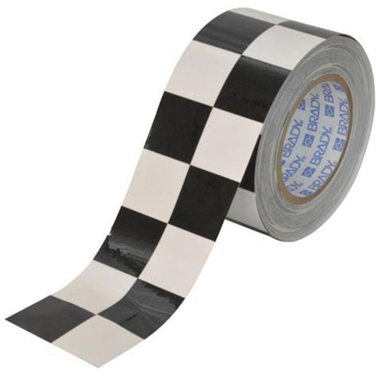 Brady Checkered ToughStripe® Floor Marking Tape, 3" x 100', Polyester, Black and White