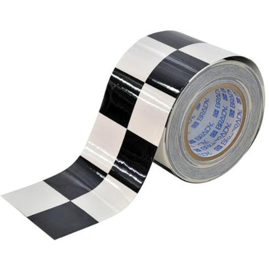 Brady Checkered ToughStripe® Floor Marking Tape, 4" x 100', Polyester, Black and White
