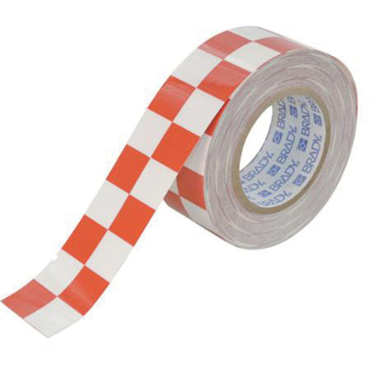 Brady Checkered ToughStripe® Floor Marking Tape, 2" x 100', Polyester, Red and White