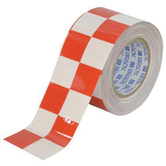 Brady Checkered ToughStripe® Floor Marking Tape, 3" x 100', Polyester, Red and White