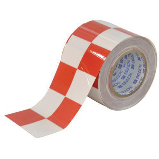 Brady Checkered ToughStripe® Floor Marking Tape, 4" x 100', Polyester, Red and White