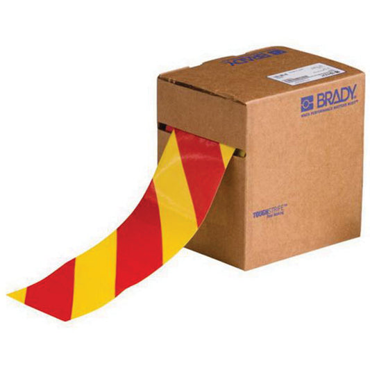 Brady ToughStripe® Floor Marking Tape, 3" x 100', Polyester, Red and Yellow