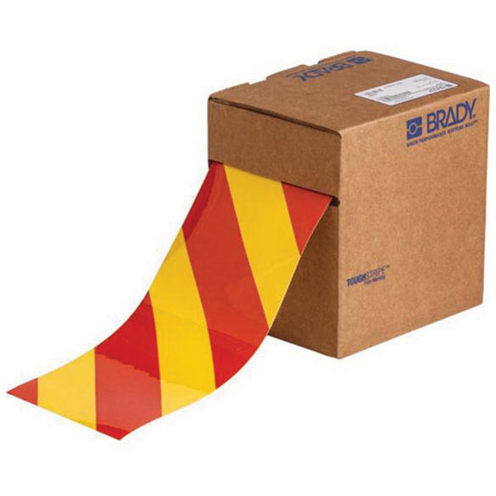 Brady ToughStripe® Floor Marking Tape, 4" x 100', Polyester, Red and Yellow