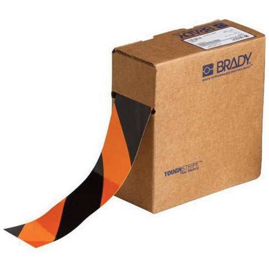 Brady ToughStripe® Floor Marking Tape, 2" x 100', Polyester, Black and Orange