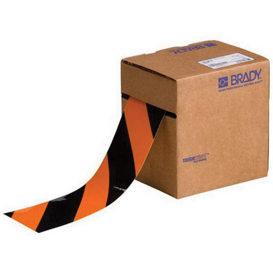Brady ToughStripe® Floor Marking Tape, 3" x 100', Polyester, Black and Orange