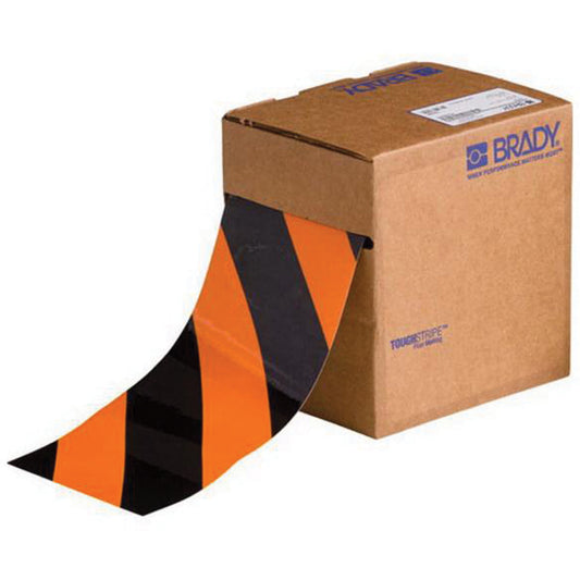 Brady ToughStripe® Floor Marking Tape, 4" x 100', Polyester, Black and Orange