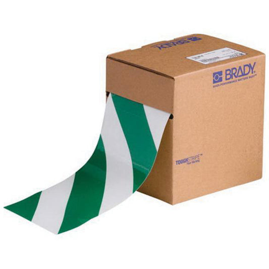 Brady ToughStripe® Floor Marking Tape, 4" x 100', Polyester, Green and White