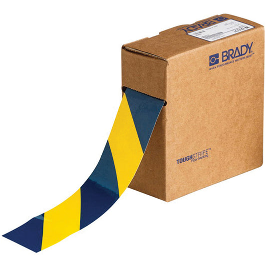 Brady ToughStripe® Floor Marking Tape, 2" x 100', Polyester, Blue and Yellow