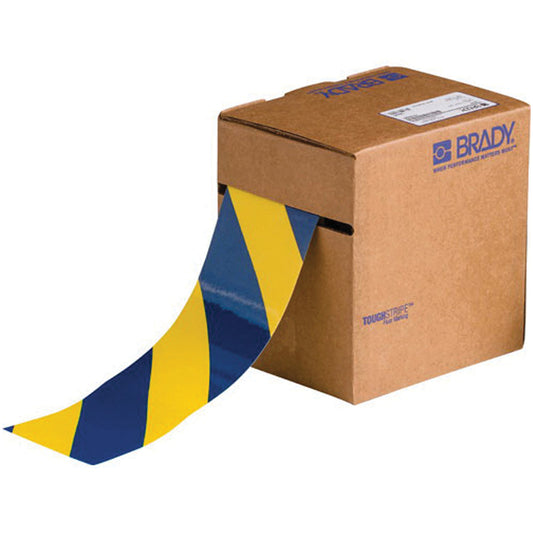 Brady ToughStripe® Floor Marking Tape, 3" x 100', Polyester, Blue and Yellow