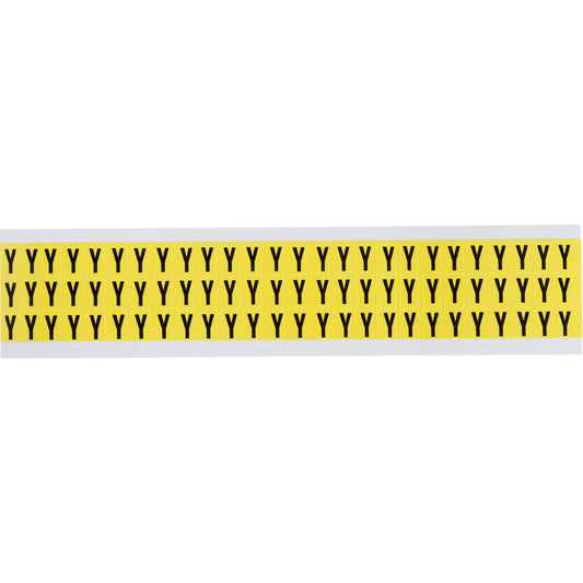 Brady Repositionable Individual Number & Letter Labels, Y, 3/8" H, Black on Yellow