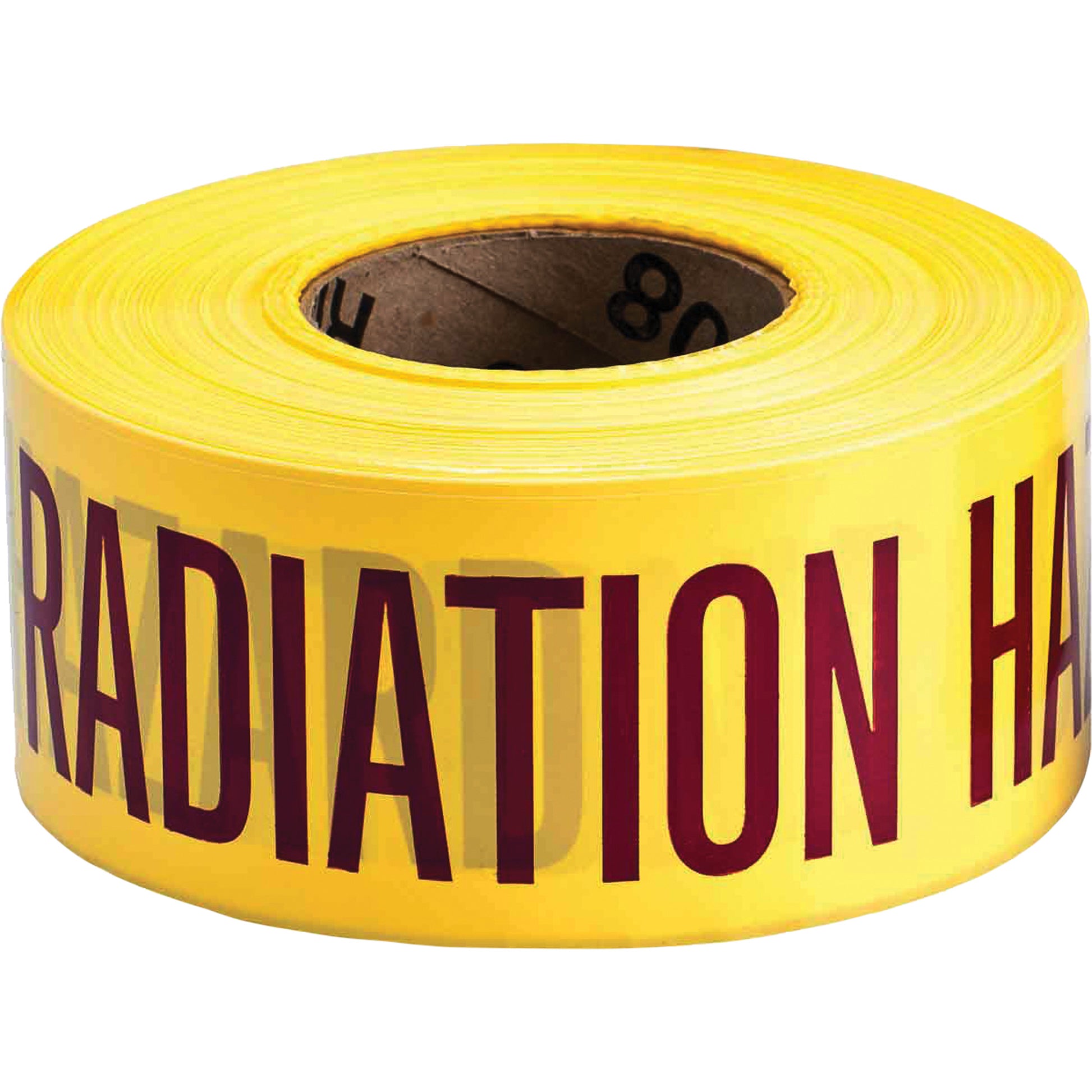 Brady Barricade Tape, English, 3" W x 1000' L, 3 mils, Magenta on Yellow