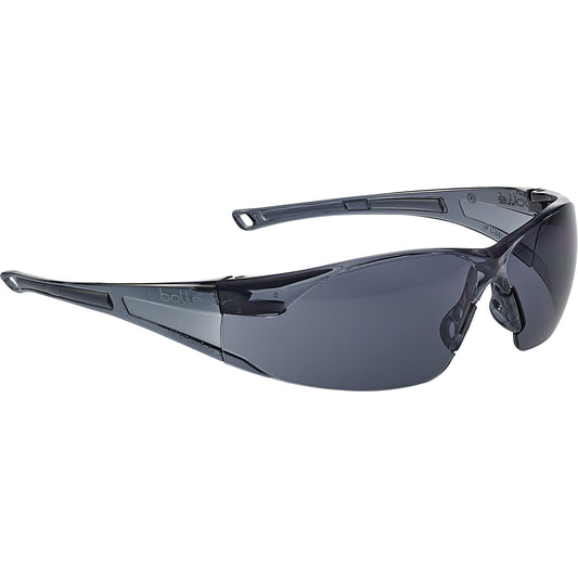 Bollé Safety Rush Safety Glasses, Smoke/Grey/Smoke Lens, Anti-Fog/Anti-Scratch, Meets/Exceeds CSA Z94.3