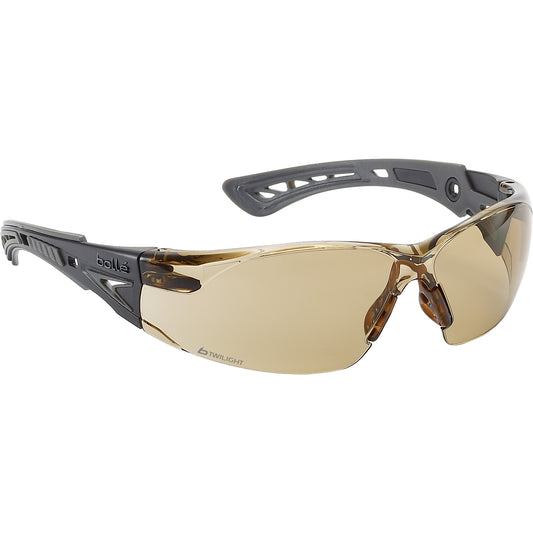 Bollé Safety Rush+ Safety Glasses, Brown Lens, Anti-Fog/Anti-Scratch, Meets/Exceeds CSA Z94.3