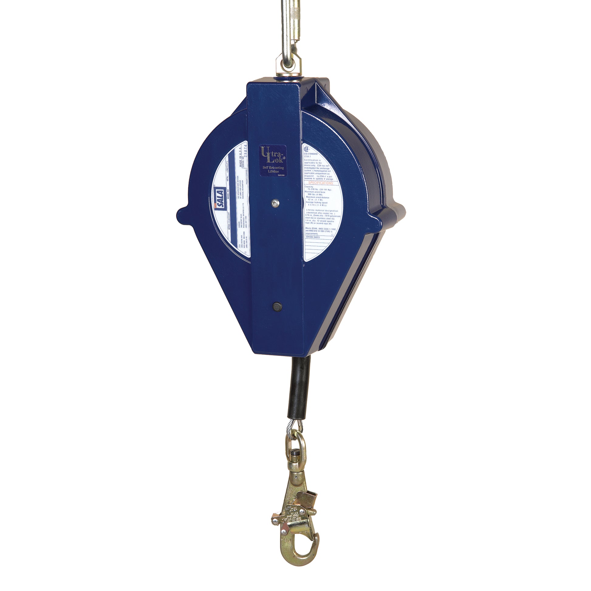 3M DBI Sala Fall Protection Ultra-Lok™ Heavy-Duty Self-Retracting Lifeline, 85', Stainless Steel, Swivel