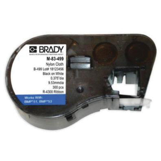 Brady BMP51/53 NYLON CLOTH LBEL CART.BLK ON WHT,240/RL