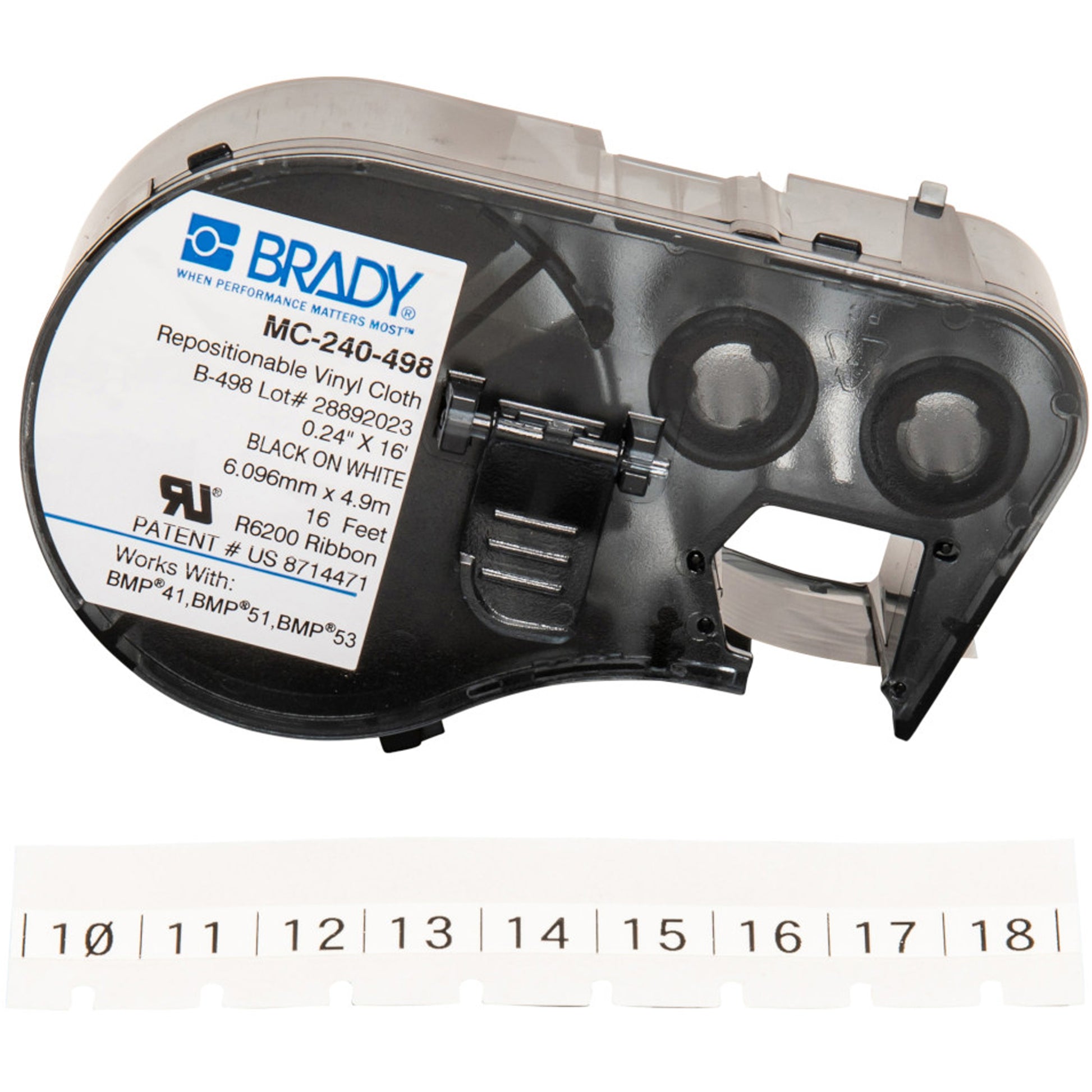 Brady Cloth Label Maker Cartridge, Black