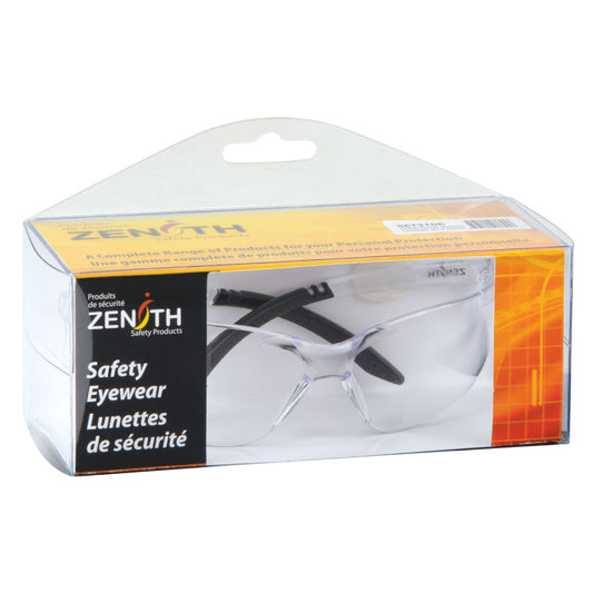 Zenith Safety Products Z2400 Series Safety Glasses, Clear Lens, Anti-Scratch, ANSI Z87+