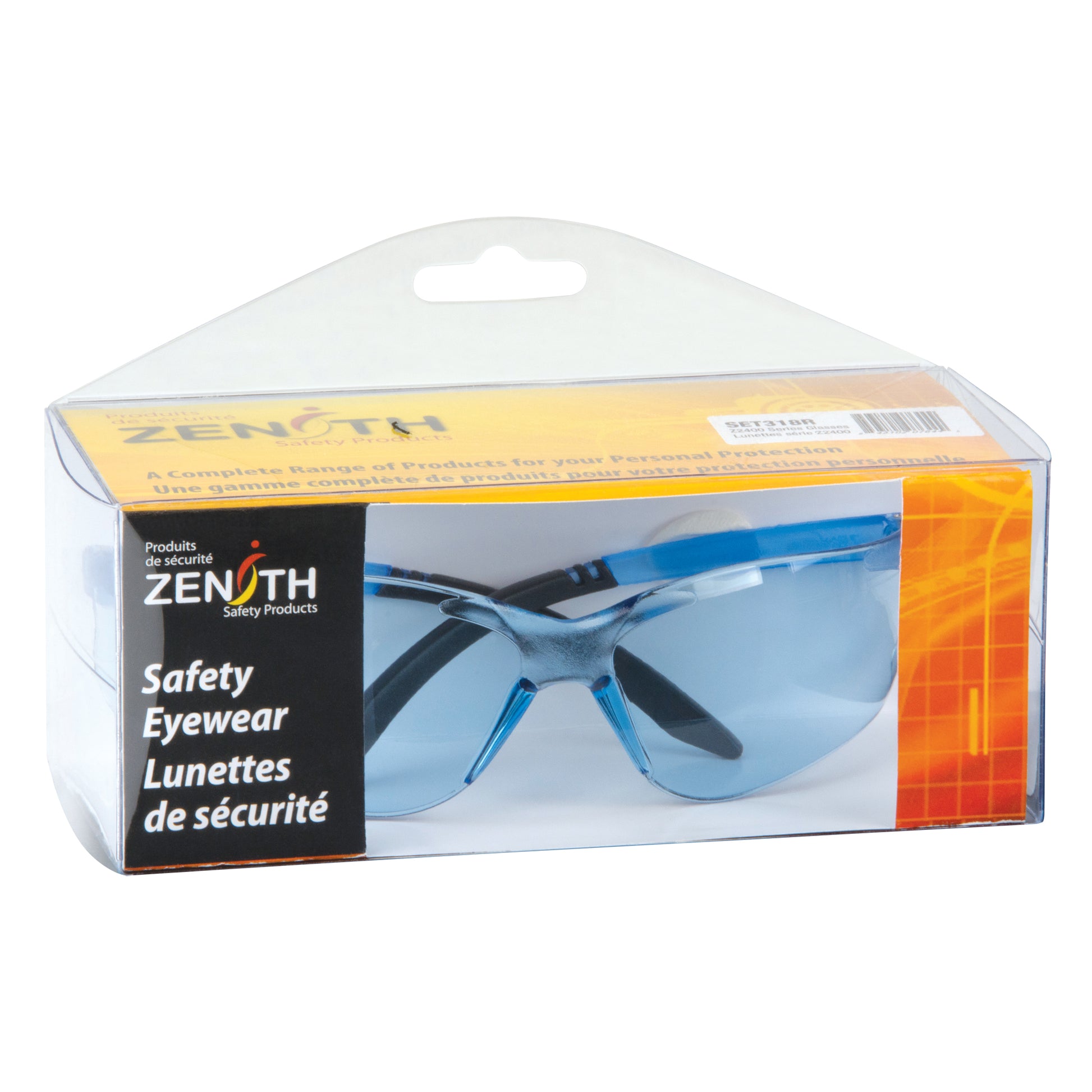 Zenith Safety Products Z2400 Series Safety Glasses, Blue Lens, Anti-Scratch, ANSI Z87+
