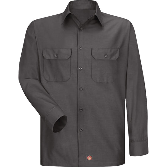 Red Kap Men's Solid Rip Stop Shirt, Men's, Medium, Charcoal