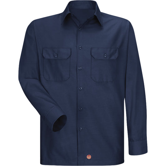 Red Kap Long Sleeve Ripstop Shirt, Men's, Small, Navy Blue
