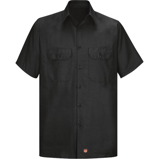Red Kap Short Sleeve Ripstop Shirt, Men's, Small, Black