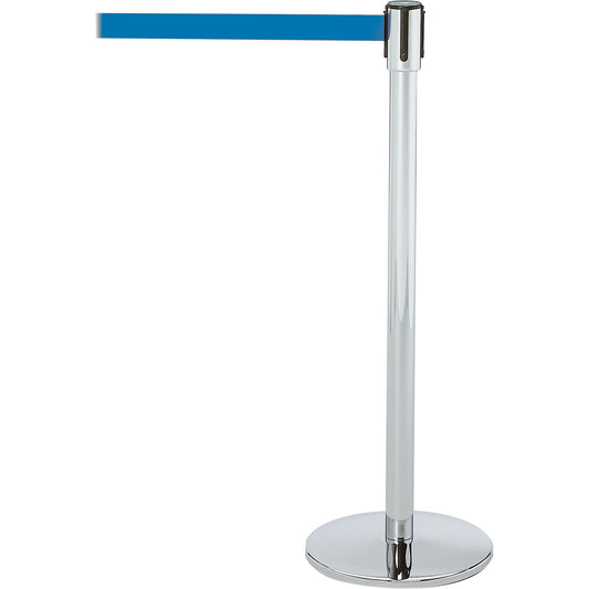 Tensator Slimline TensaBarrier® Barrier Post, Steel, 38" H, Blue Tape, 7.5' Tape Length
