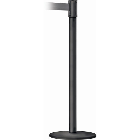 Tensator Slimline TensaBarrier® Barrier Post, Steel, 38" H, Black Tape, 7.5' Tape Length