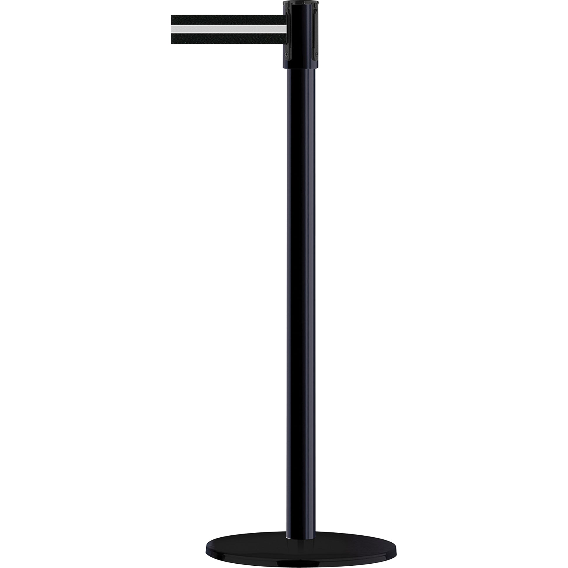 Tensator Slimline TensaBarrier® Barrier Post, Steel, 38" H, Black/White Tape, 7.5' Tape Length