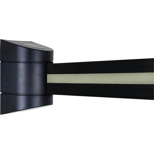 Tensator TensaBarrier® Wall Mounted Units, Plastic, Screw Mount, 15', Black Tape