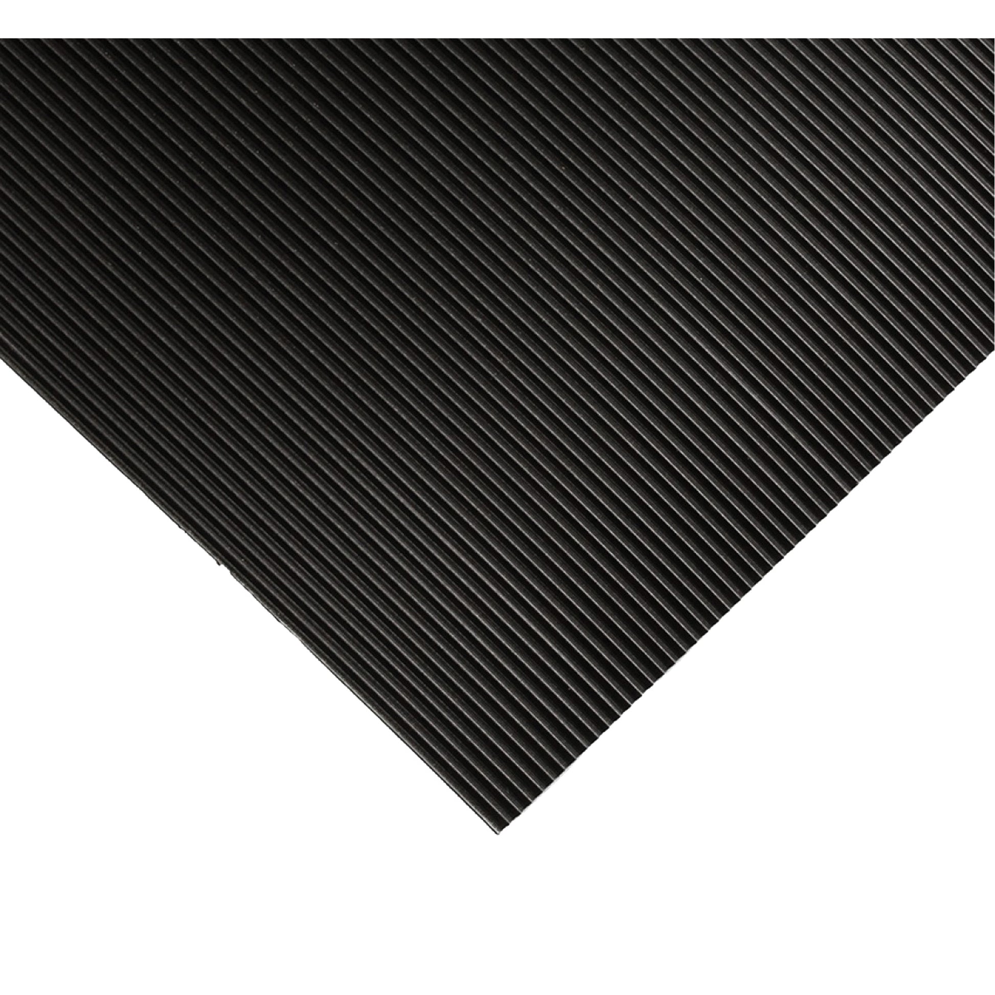 Wearwell Corrugated Switchboard Matting No.702, 4' W x 20' L, 1/4" Thickness, Black, PVC