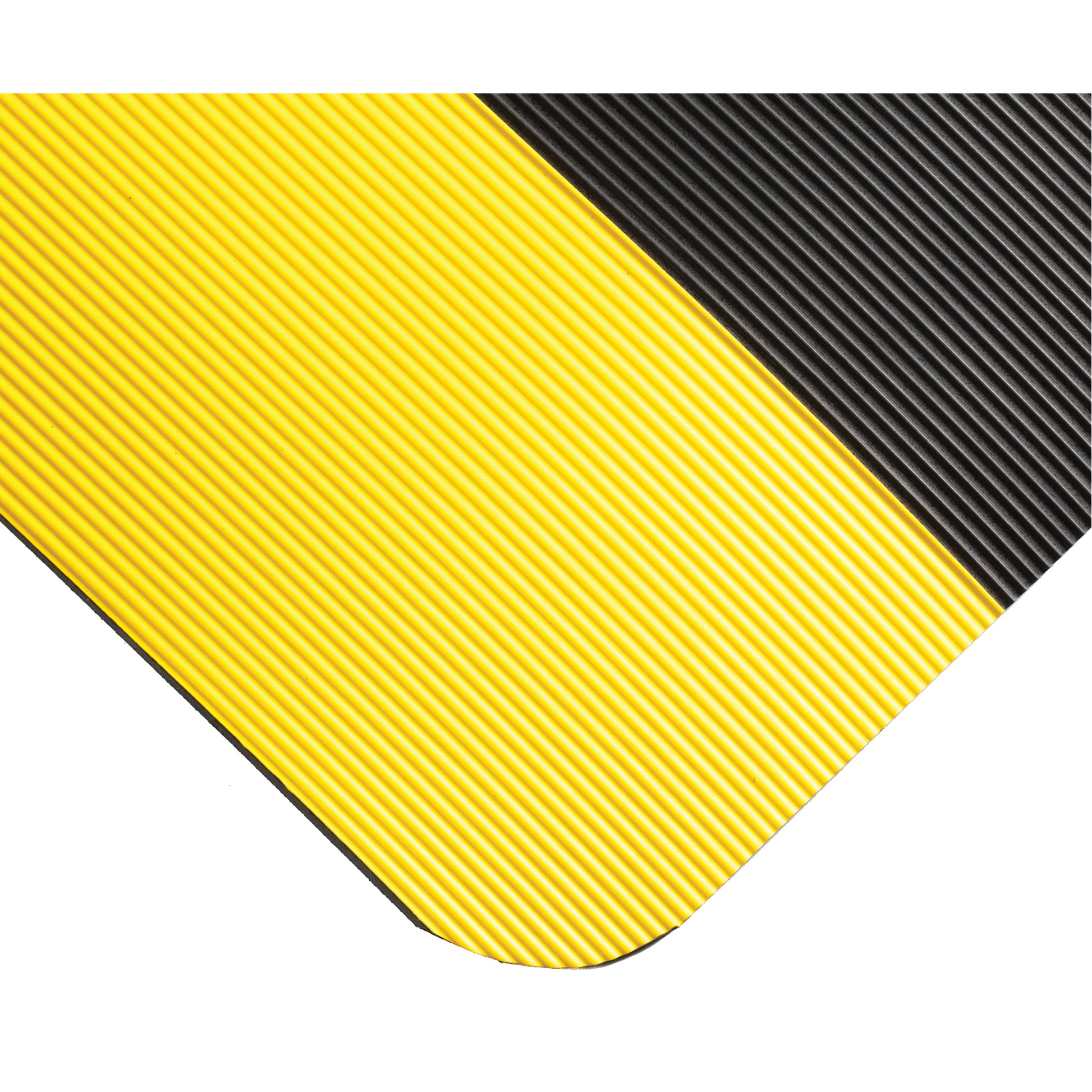 Wearwell Corrugated Switchboard Matting No.702, 3' W x 75' L, 1/4" Thickness, Black/Yellow, PVC