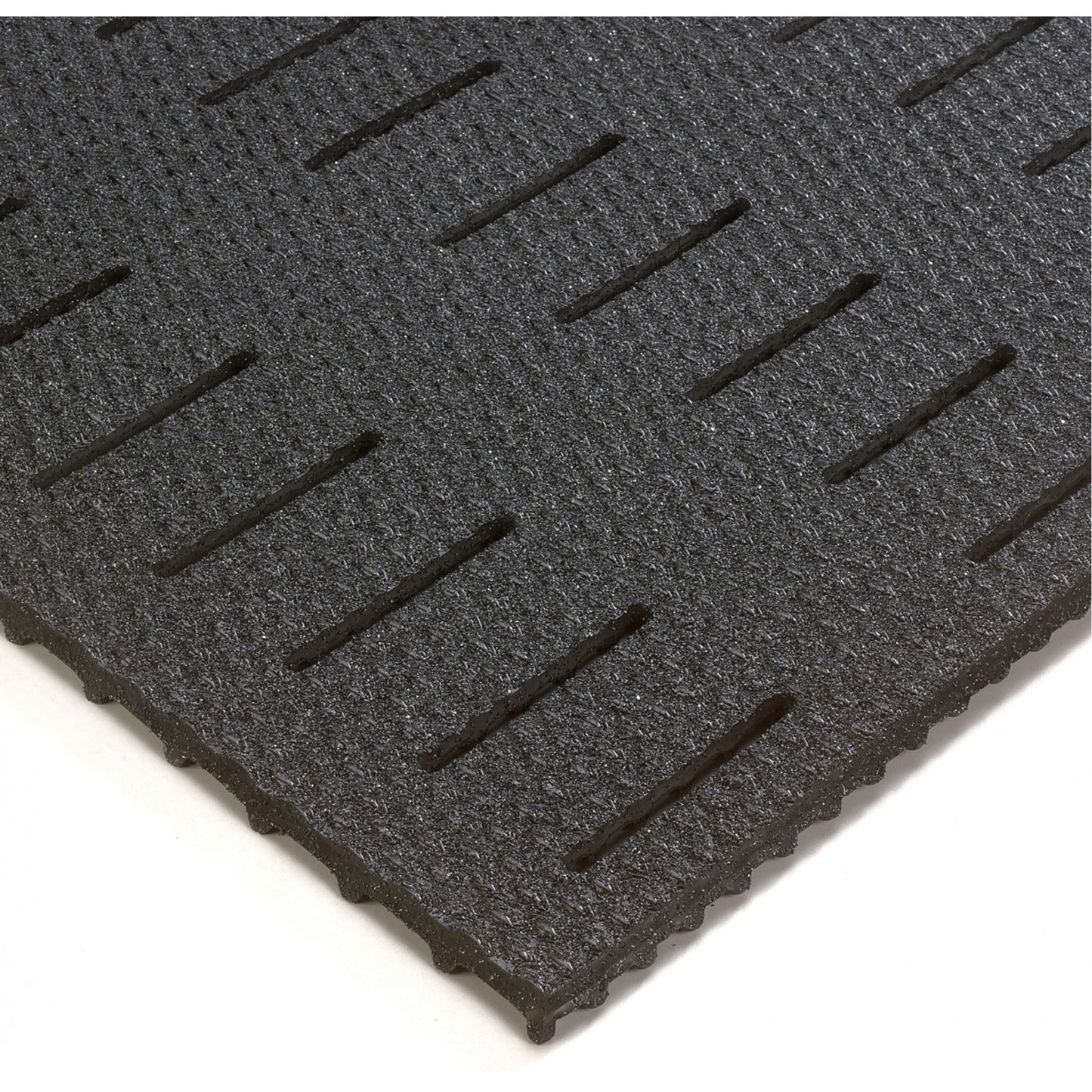 Wearwell Abrasive Coated Kushion Walk Mats No.480, Slotted, 3' x 20' x 3/8", Black, PVC