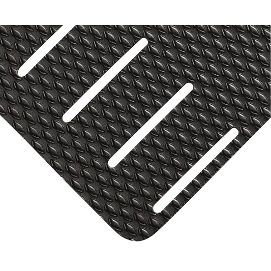 Wearwell Kushion Walk Mats No.475, Slotted, 2' x 10' x 3/8", Black, PVC