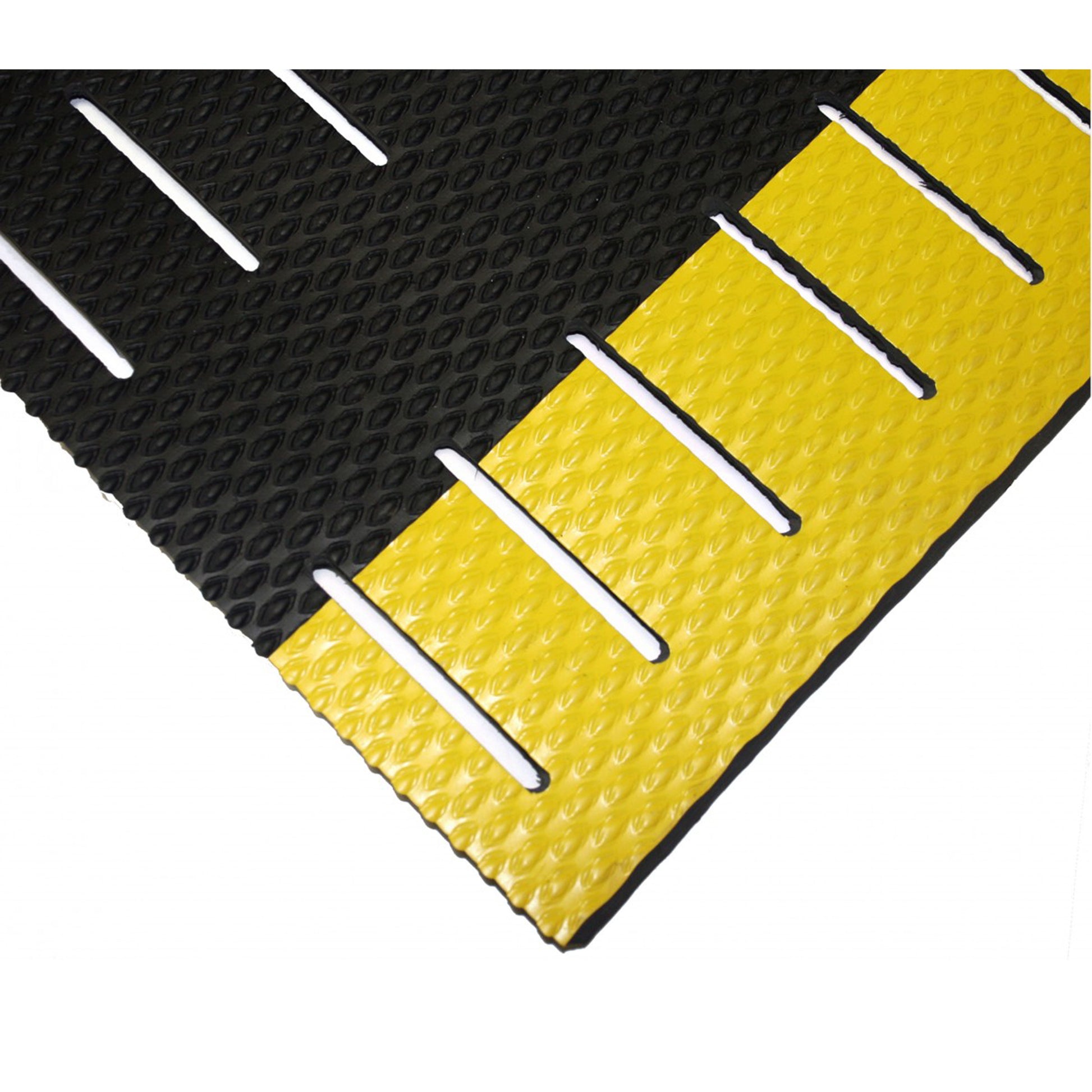 Wearwell Kushion Walk Mats No.475, Slotted, 3' x 20' x 3/8", Black/Yellow, PVC