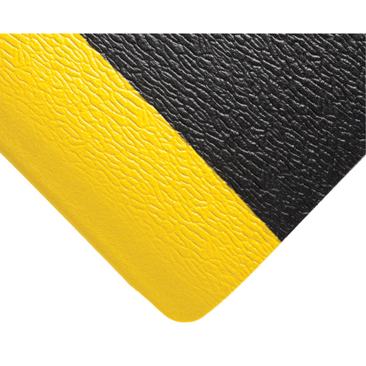 Wearwell Deluxe Soft Step No. 444 Mats, Pebbled, 3' x 60' x 5/8", Black/Yellow, PVC Sponge