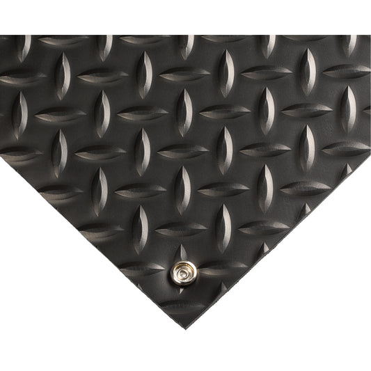 Wearwell Electrically Conductive Mat No.785, 3' W x 75' L x 5/32" T, PVC, Diamond, Black