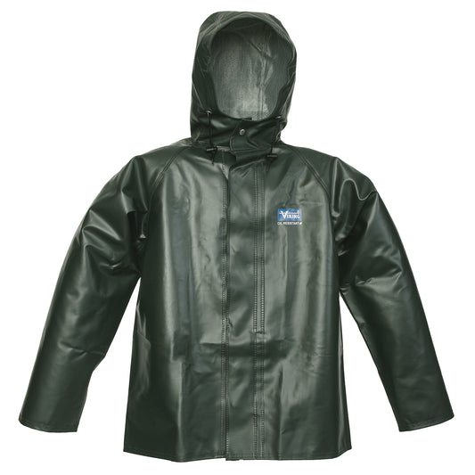 Viking Journeyman Chemical Resistant Rain Jacket, X-Large, Green, Polyester/PVC