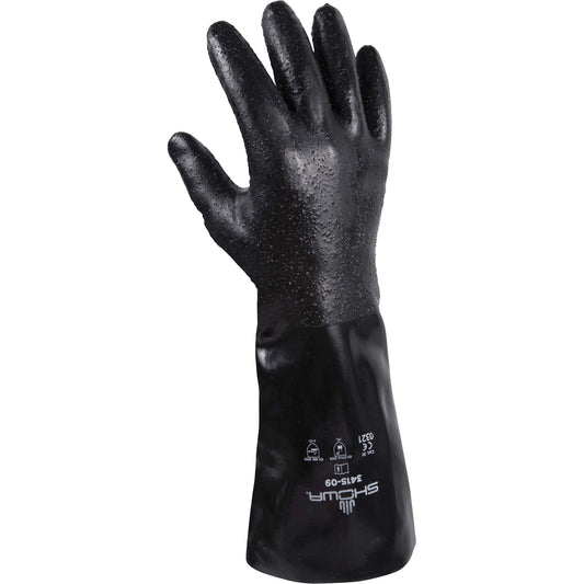 Showa 3415 Gloves, Size X-Large/11, 14" L, Neoprene, Cotton/Interlock Inner Lining, 66-mil