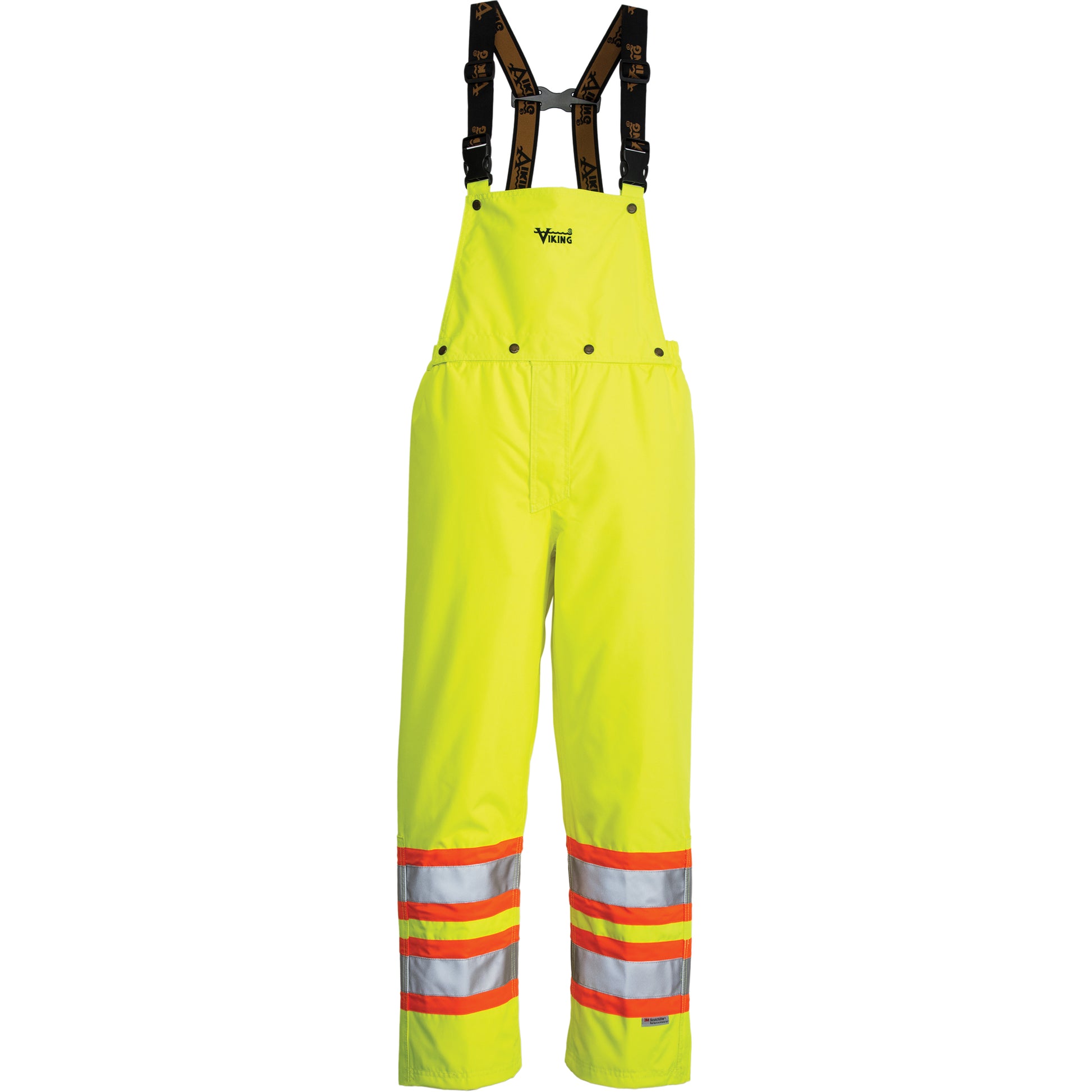Viking Journeyman Detachable Bib Safety Pants, Polyester, 3X-Large, High Visibility Lime-Yellow